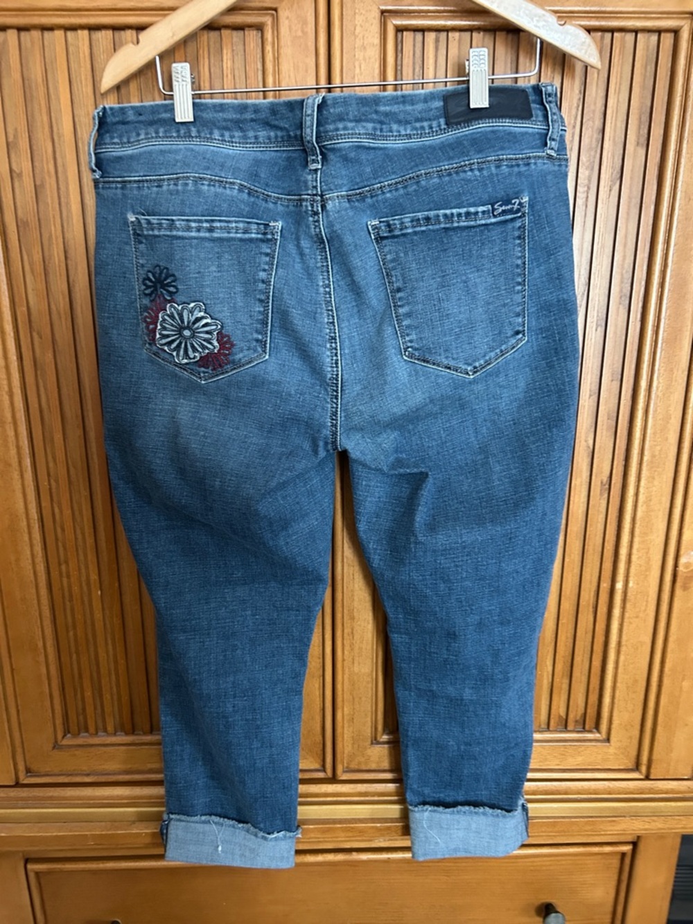 Seven7 Blue Embroidered Cropped Women’s Jeans - Picture 6 of 10